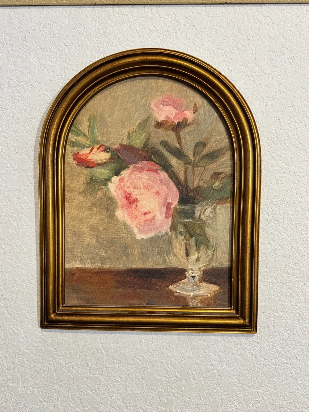Wall Art｜Arched Gold Framed Floral Peonies Size 14” x 11”